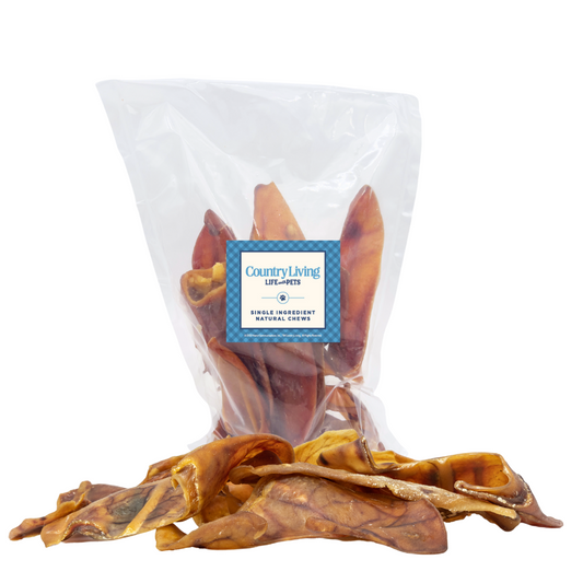 Country Living Whole Pig Ears - All Natural Dog Treats (15-Pack)