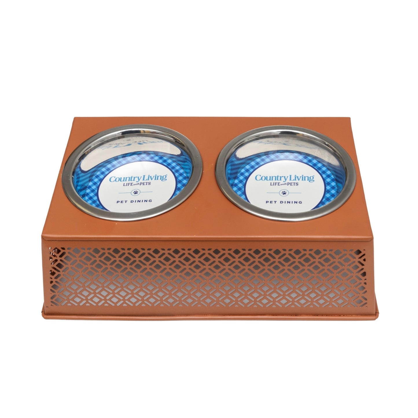 Country Living Elevated Dog Feeder with 2 Stainless Steel Bowls (16oz each) – Ideal for Small to Medium Dogs – Apricot Brandy