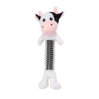 Country Living Black and White Cow Corduroy Plush Squeaking Dog Chew Toy