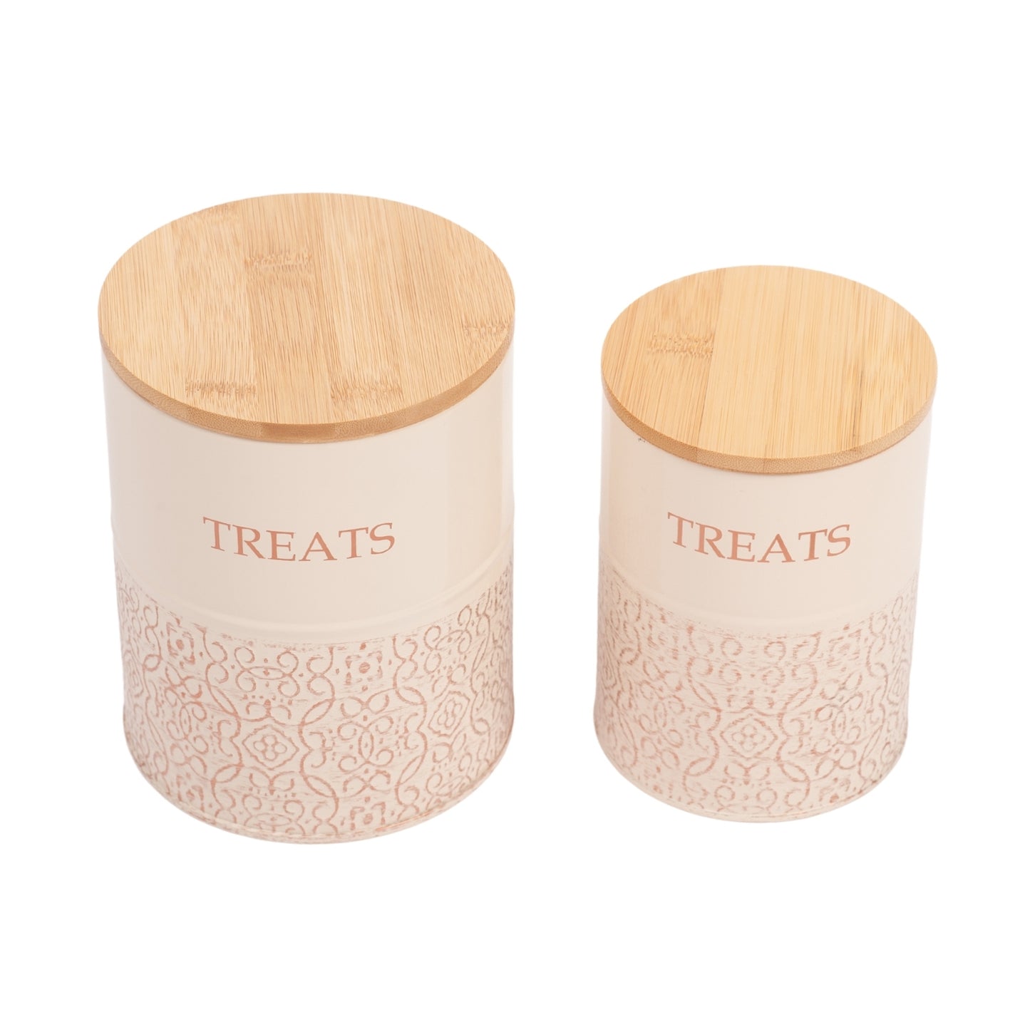 Country Living White Swan Dog Treat Containers - Set of 2 Carbon Steel Jars with Bamboo Lids - Stylish Storage for Your Furry Friend's Treats