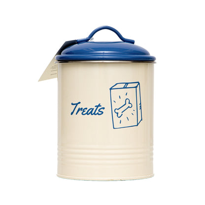 Country Living Set of 3 French Blue & Cream Pet Treat Storage Canisters