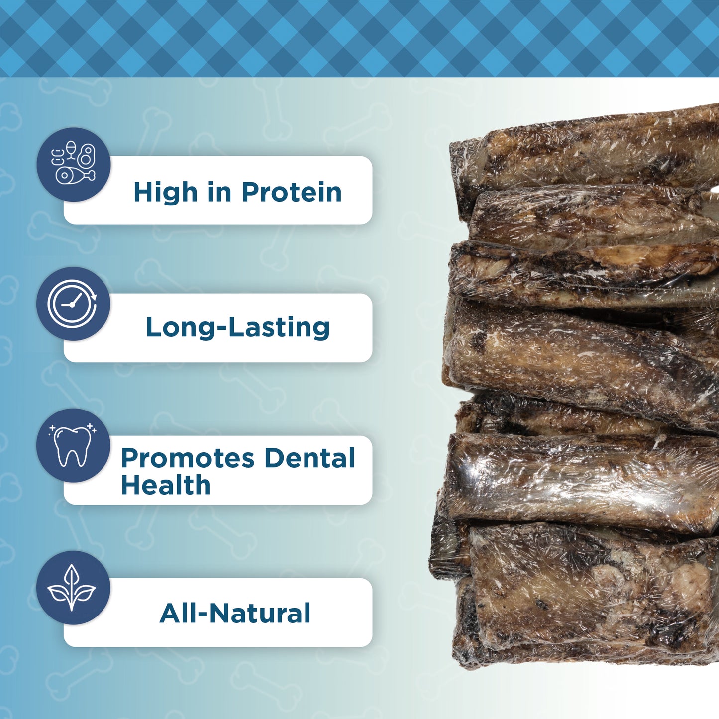 Country Living 4”-7” Rib Bones Dog Treats – 7 Count Bag – All-Natural Beef Rib Bones for Dogs – Long-Lasting, High-Protein Chews – Supports Dental Health – No Rawhide, No Artificial Ingredients