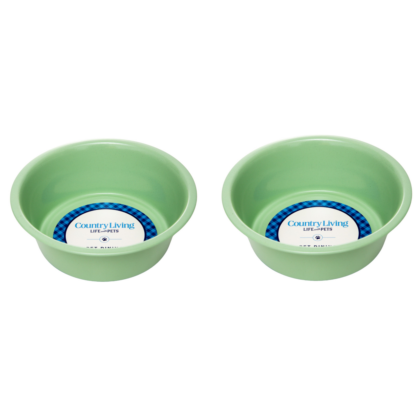 Country Living Set of 2 Non-Slip Durable Powder Coated Stainless Steel Heavy Dog Bowls (32oz)