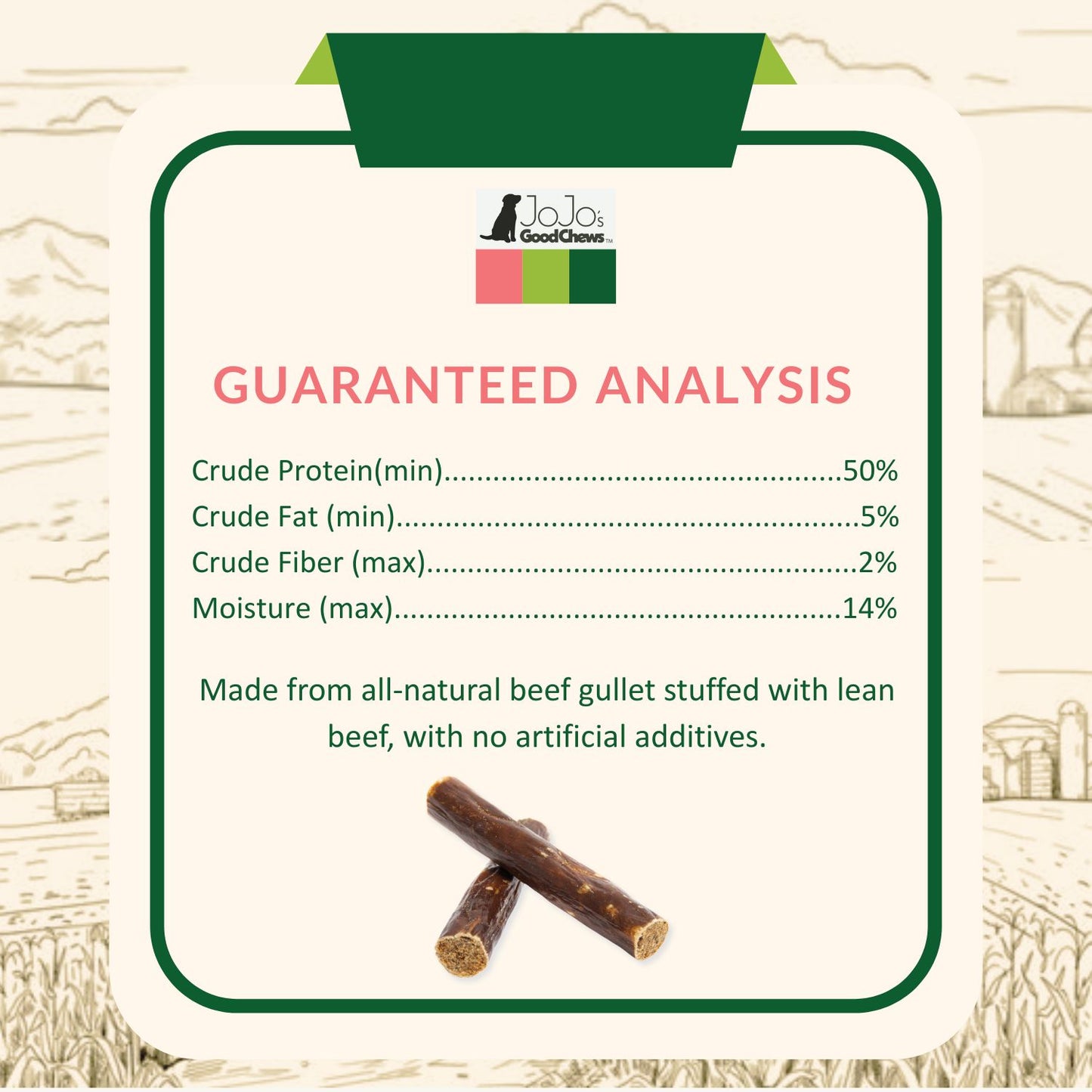 All-Natural Beef Stuffed Gullet Dog Treats – Protein-Packed Chews – 6 Inches (25/Case)