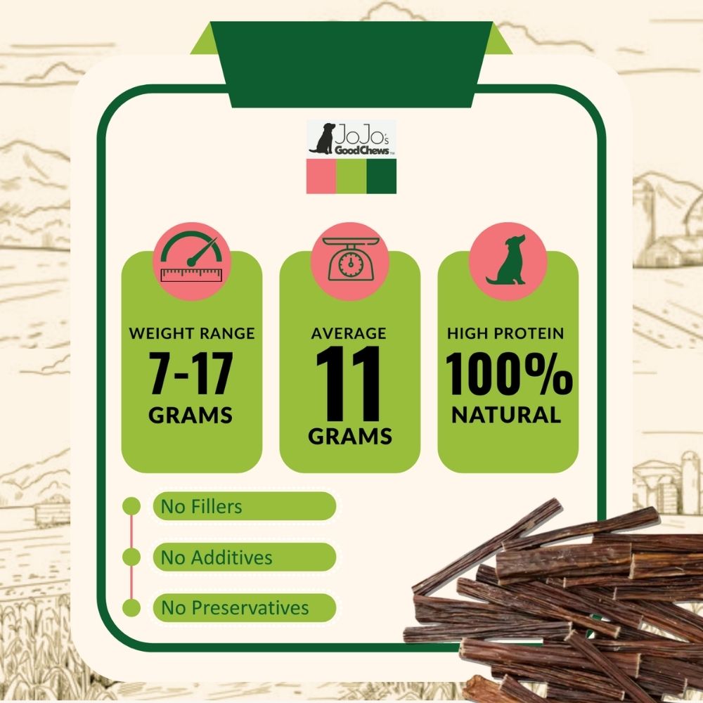 6 inch beef gullet sticks dog treats, 10 per bag