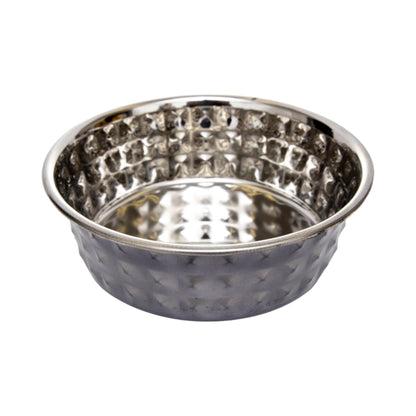 Country Living Set of 2 Black Pearl Eco-Chic Hammered Stainless Steel Dog Bowls
