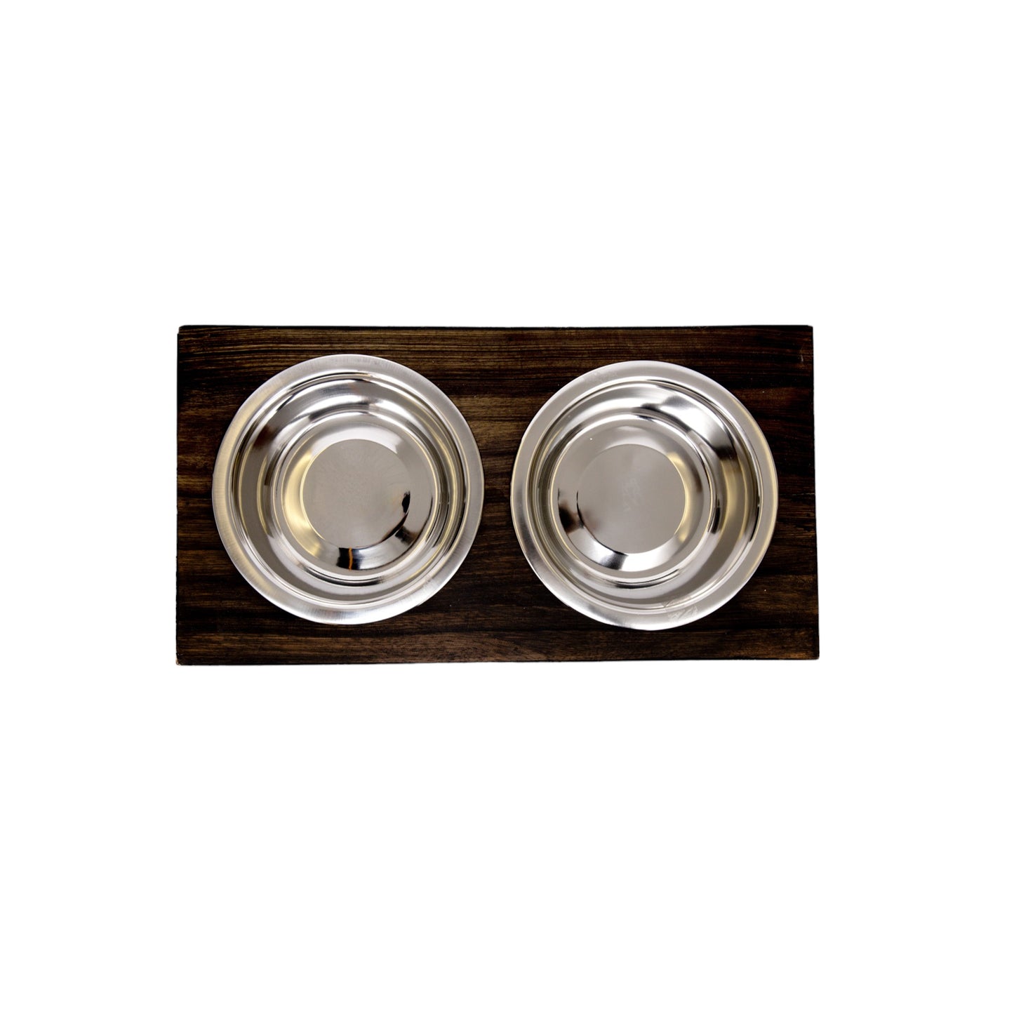 Country Living Elevated Mango Wood Dog Feeder with 2 Stainless Steel Bowls – Brown Polished Finish