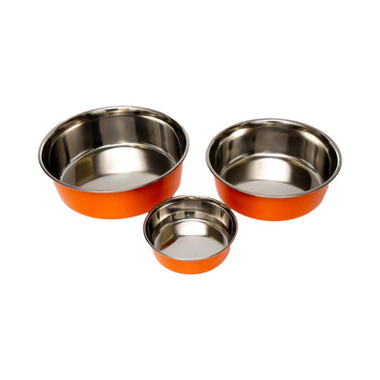 Country Living Set of 2 Heavy Gauge Non Skid Stainless Steel Dog Bowls
