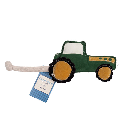 Country Living Green Tractor Vegan Leather Dog Chew Toy