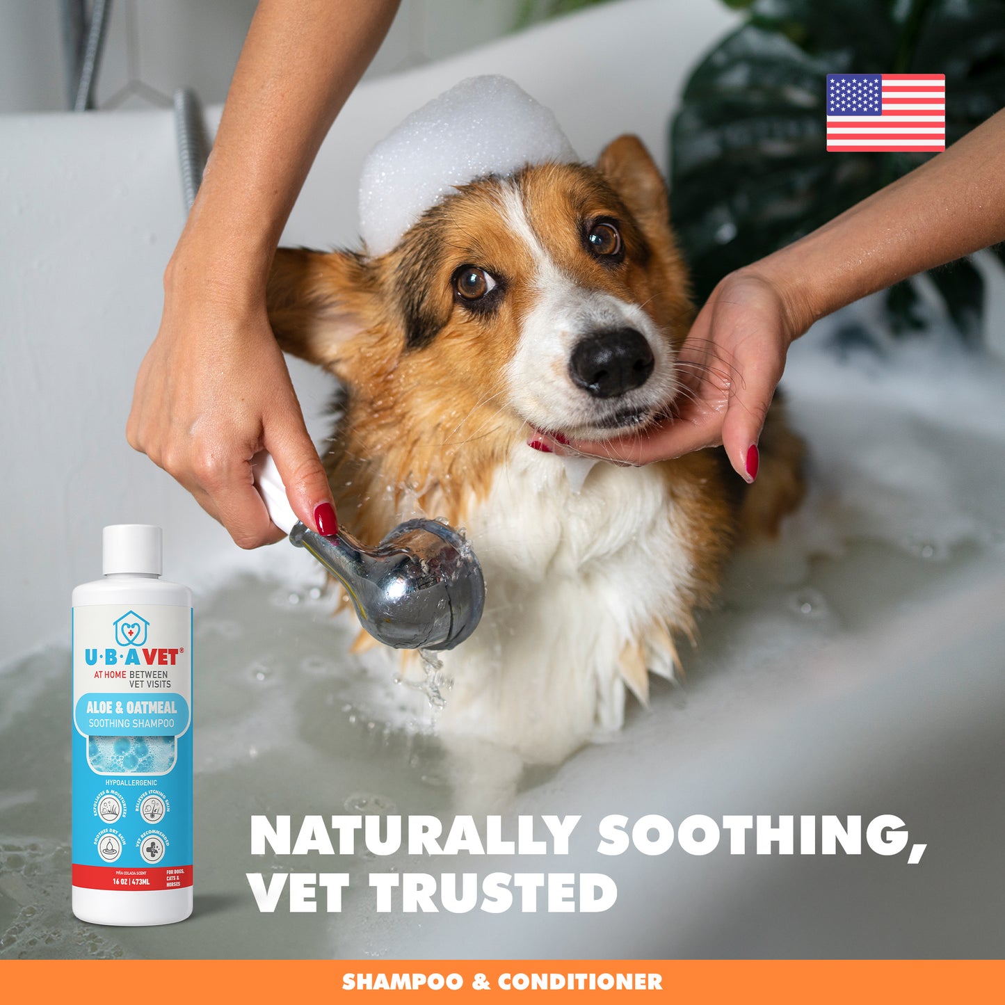 UBAVET Aloe & Oatmeal Shampoo for Dogs & Cats – Gentle, Moisturizing Cleanser for Sensitive Skin (16.9 fl oz / 500ml)