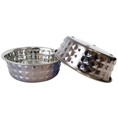 Country Living Set of 2 Black Pearl Eco-Chic Hammered Stainless Steel Dog Bowls