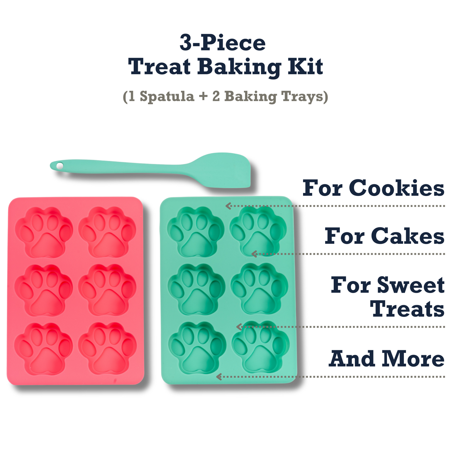 Country Living 3-Piece Silicone Treat Baking Kit (2 Baking Trays, 1 Spatula) - Non-Stick and Heat Resistant