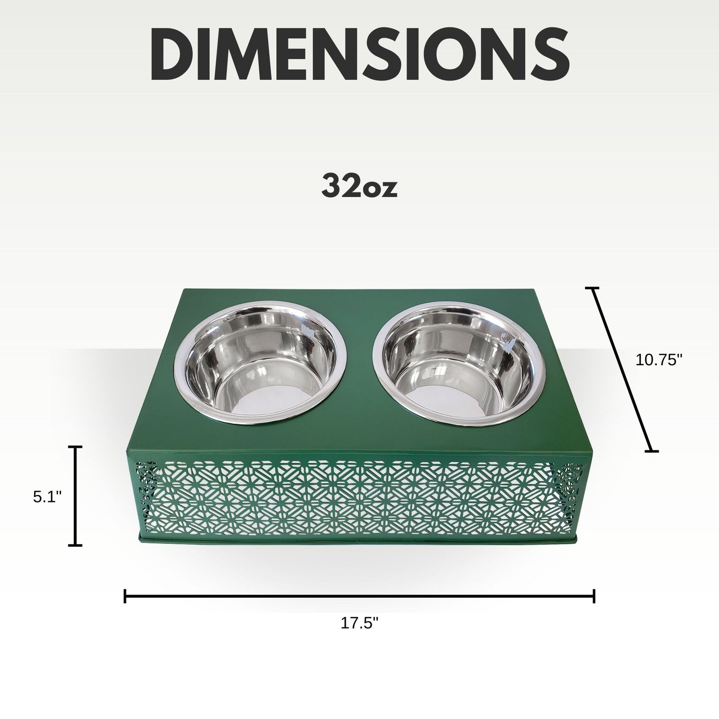 Country Living Elevated Dog Feeder with 2 Stainless Steel Bowls (32oz each) – Ideal for Medium to Large Dogs – Dark Green