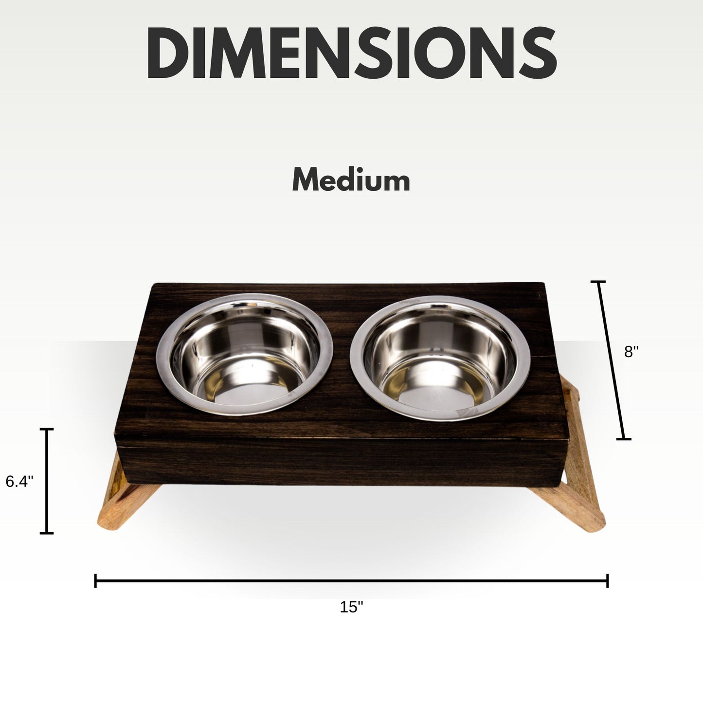 Country Living Elevated Mango Wood Dog Feeder with 2 Stainless Steel Bowls – Brown Polished Finish