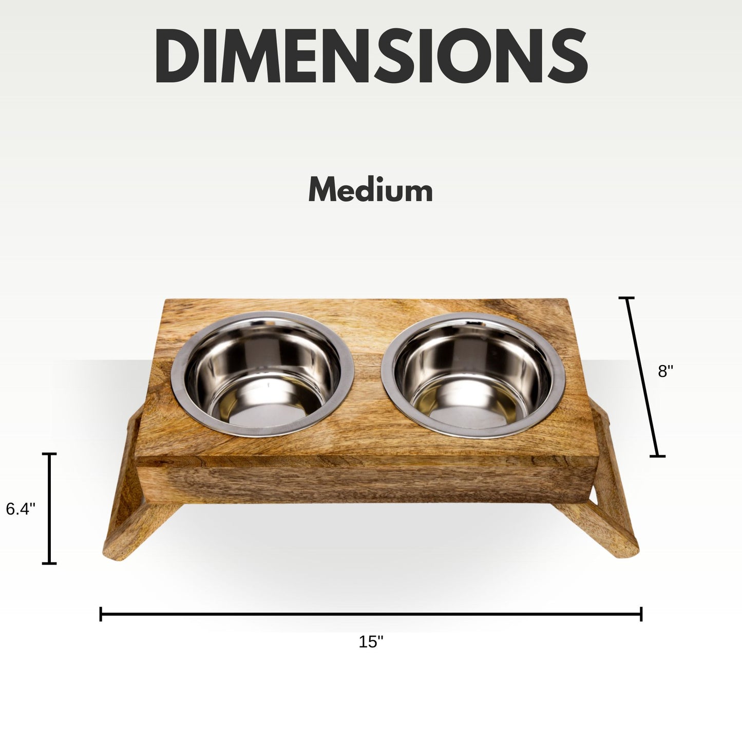 Country Living Elevated Mango Wood Dog Feeder with 2 Stainless Steel Bowls – Natural Polished Finish