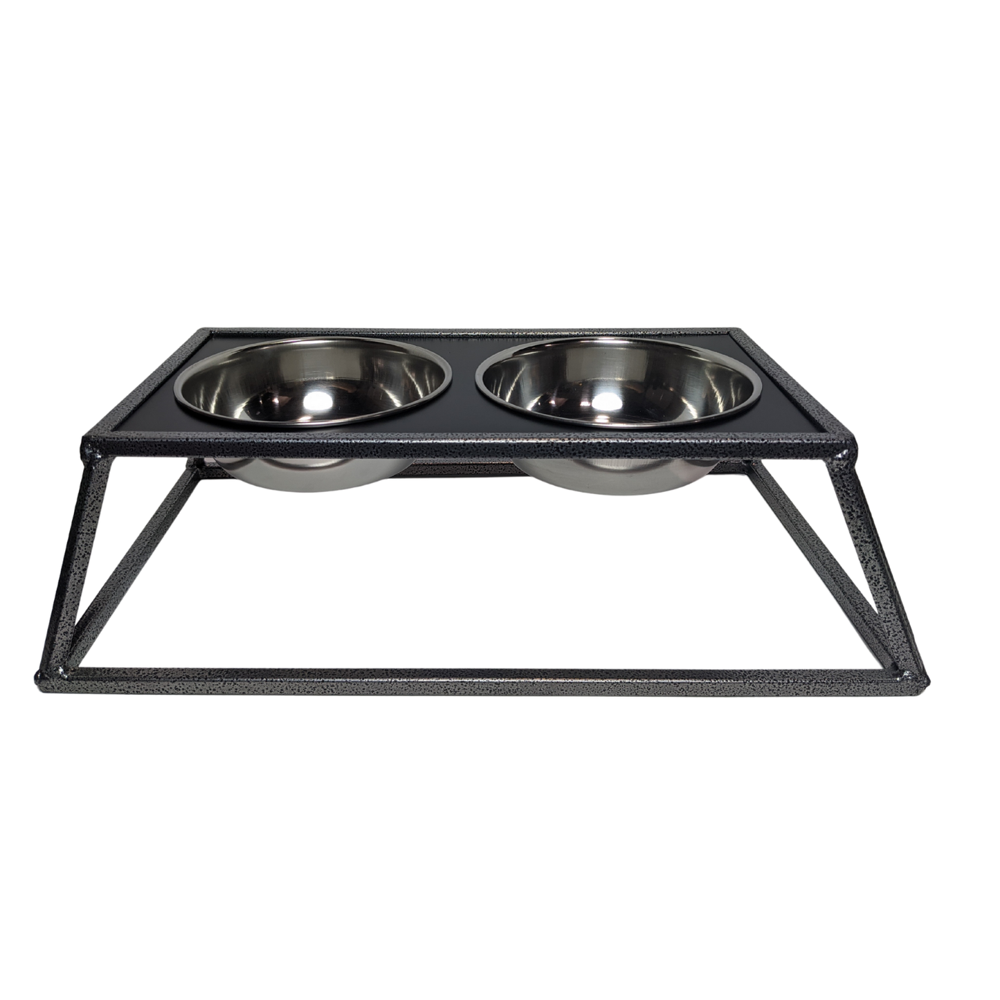 Country Living Elevated Dog Feeder - Galvanized Black Modern Design (2 Bowls - 24 oz each)
