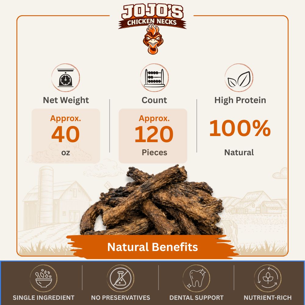 Natural chicken neck dog treats in 40 oz value bucket