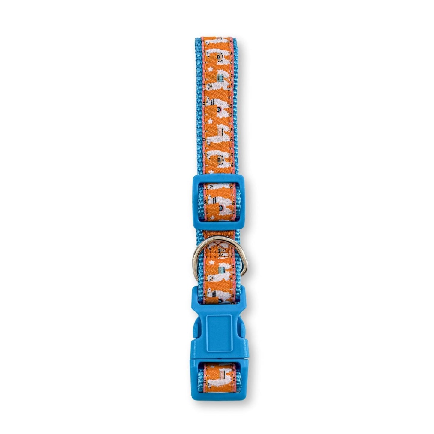 Nylon Dog Collar with Embroidered Llama Design, Adjustable, Comfortable & Secure Fit