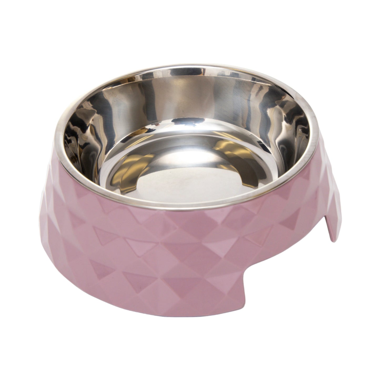 Country Living Set of 2 Diamond Melamine Stainless Steel Dog Bowls (Wood Rose)