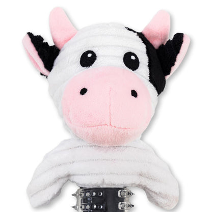 Country Living Black and White Cow Corduroy Plush Squeaking Dog Chew Toy
