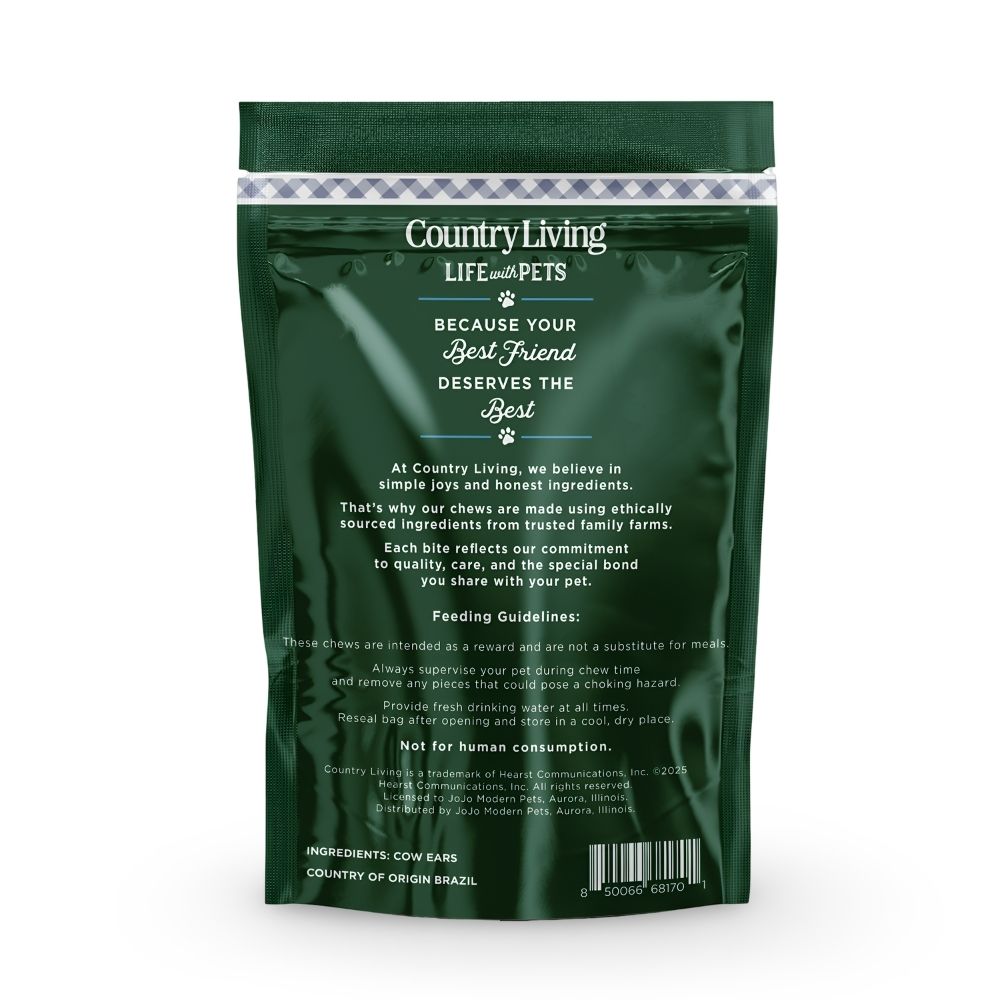 Country Living natural cow ears for dogs 10 count bag single ingredient dog chew