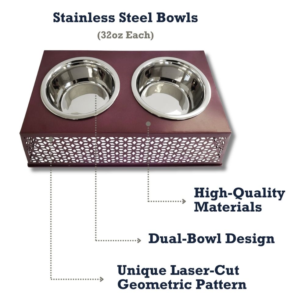 Eco-friendly elevated country dog feeder in plum wine