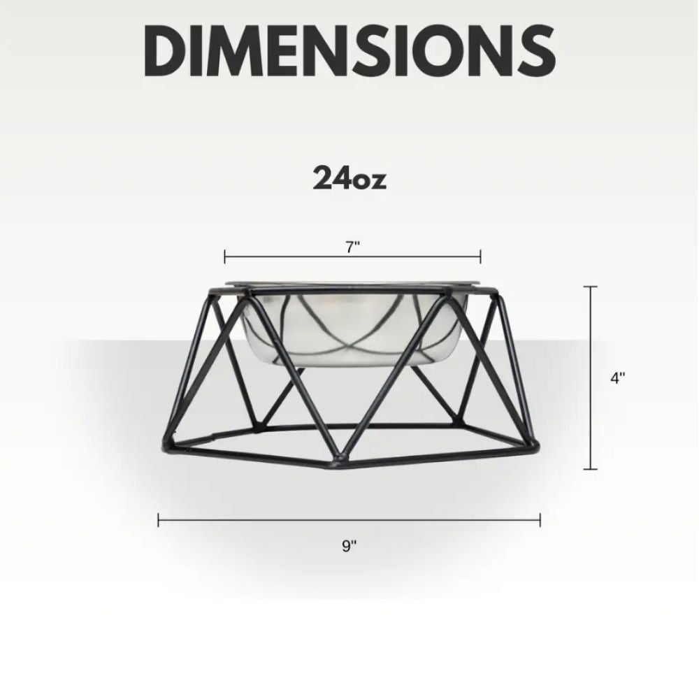 Modern geometric elevated single dog bowl feeder