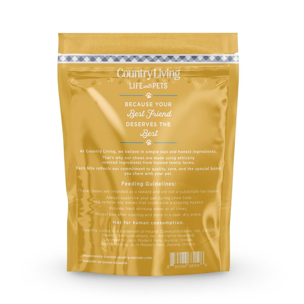 Country Living dehydrated chicken hearts and liver dog treats high protein single ingredient dog snack