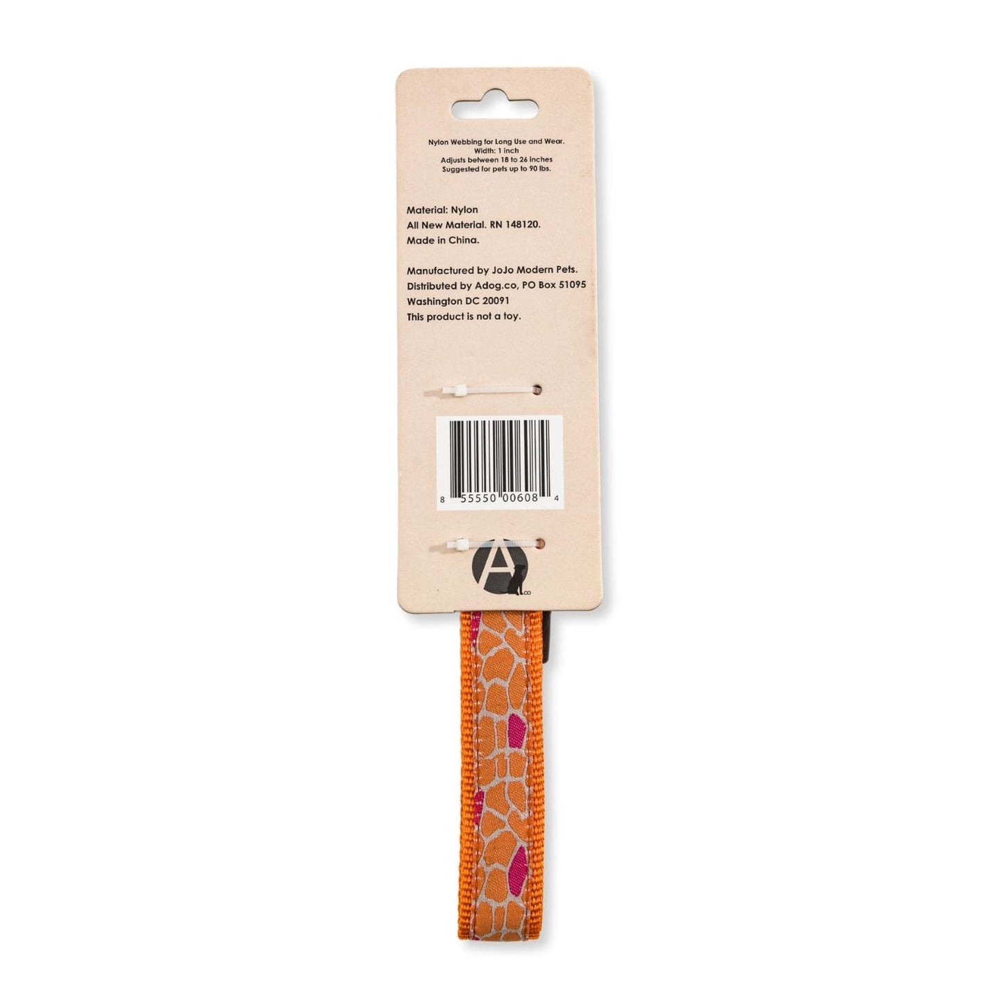 Dog collar with embroidered giraffe design