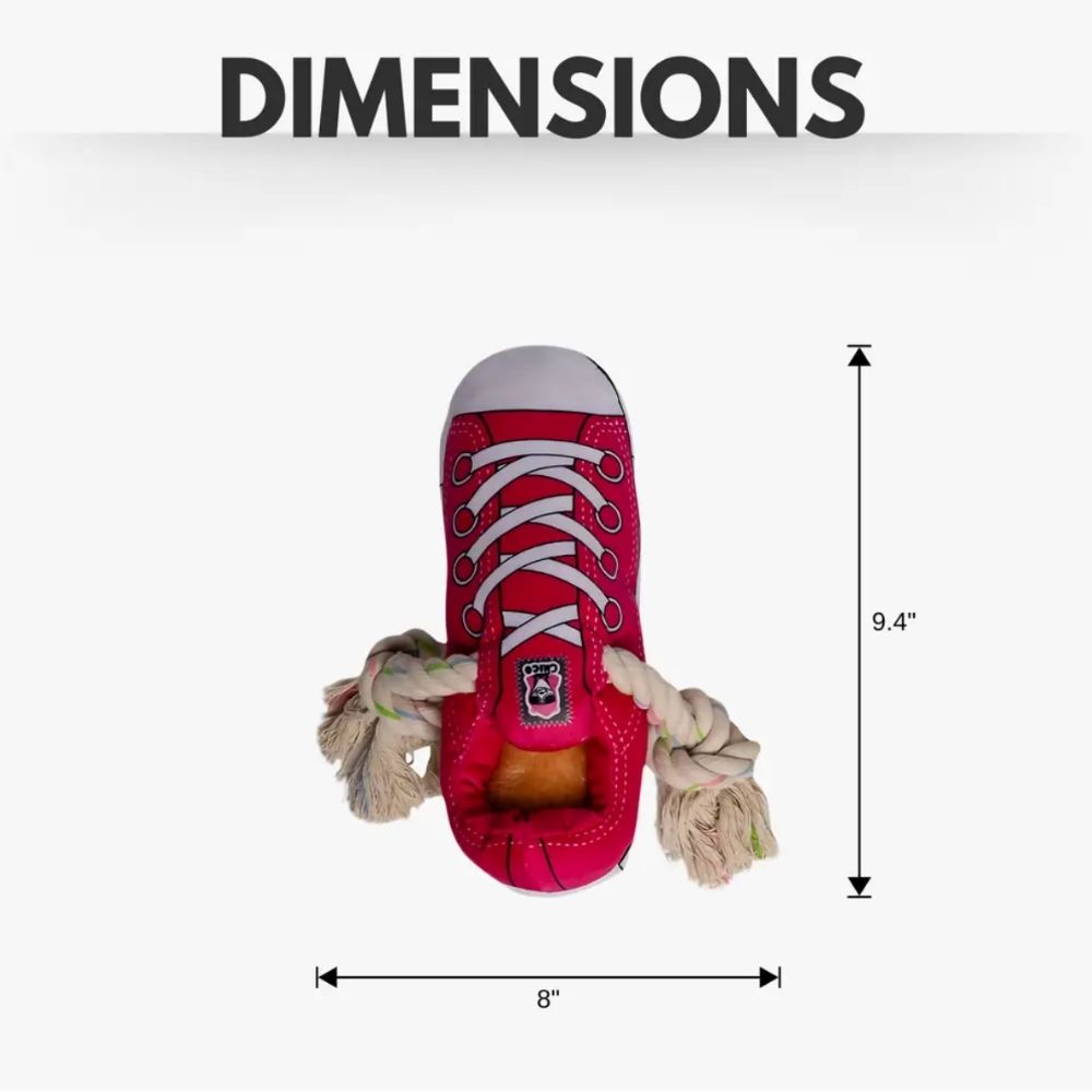 Pink squeaking comfort plush sneaker dog toy