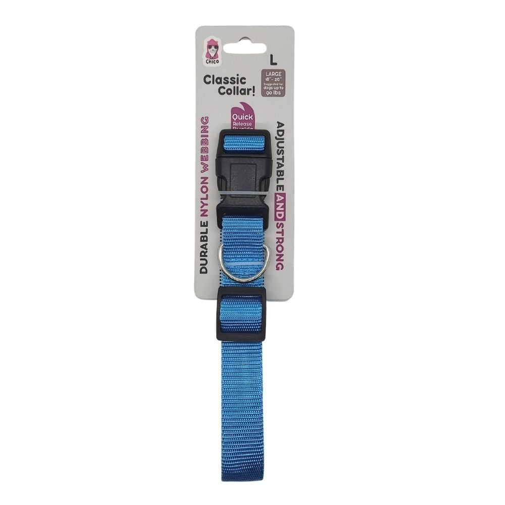 Adjustable nylon dog collar with quick release buckle