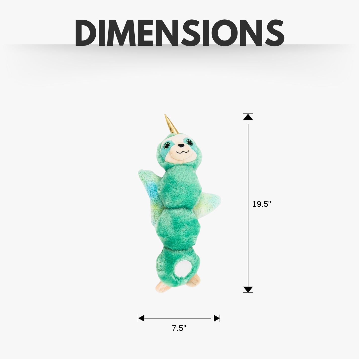 winged mint sloth plush dog toy squeaky magical creature dog toy