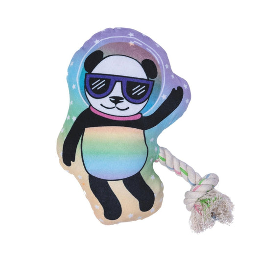 Space Panda Crinkle and Squeaky Plush Dog Toy