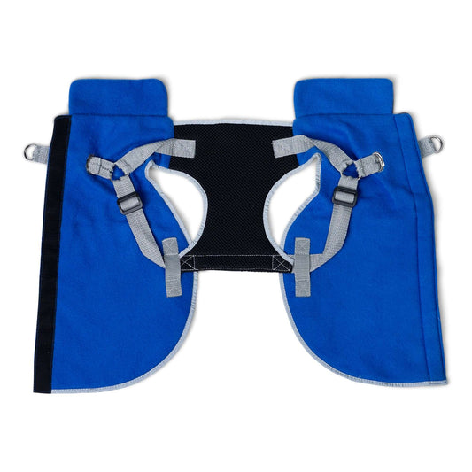 2-in-1 Thermal Dog Fleece Jacket with Removable Harness –  Royal Blue