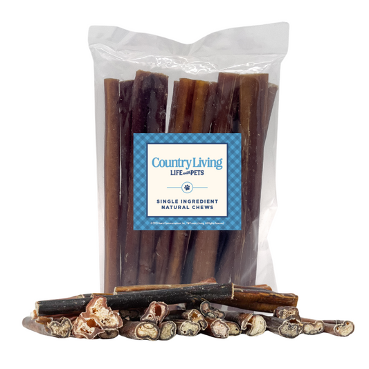Country Living All-Natural Beef Bully Stick Dog Treats – Nutrient-Rich, and High-Protein – 12-Inch Standard (25/case)