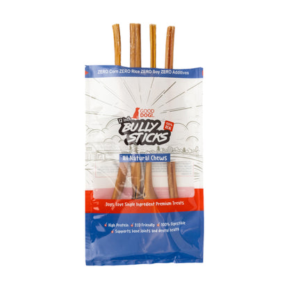 12 inch beef bully stick dog treats natural single ingredient chew 4 pack