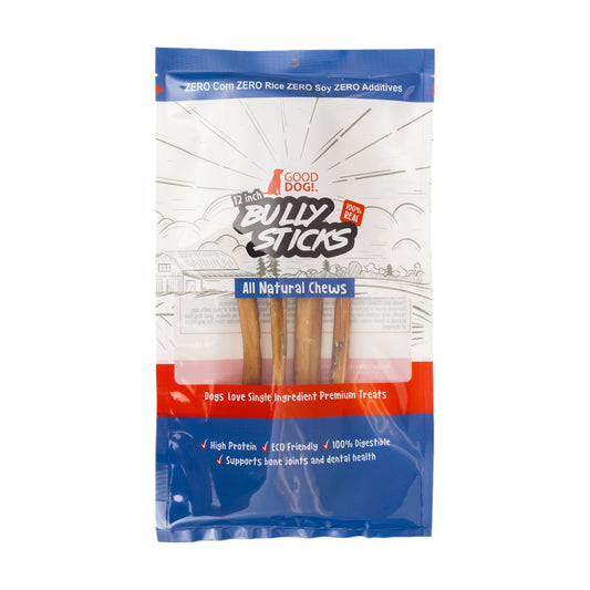 12 inch beef bully stick dog treats natural single ingredient chew 4 pack