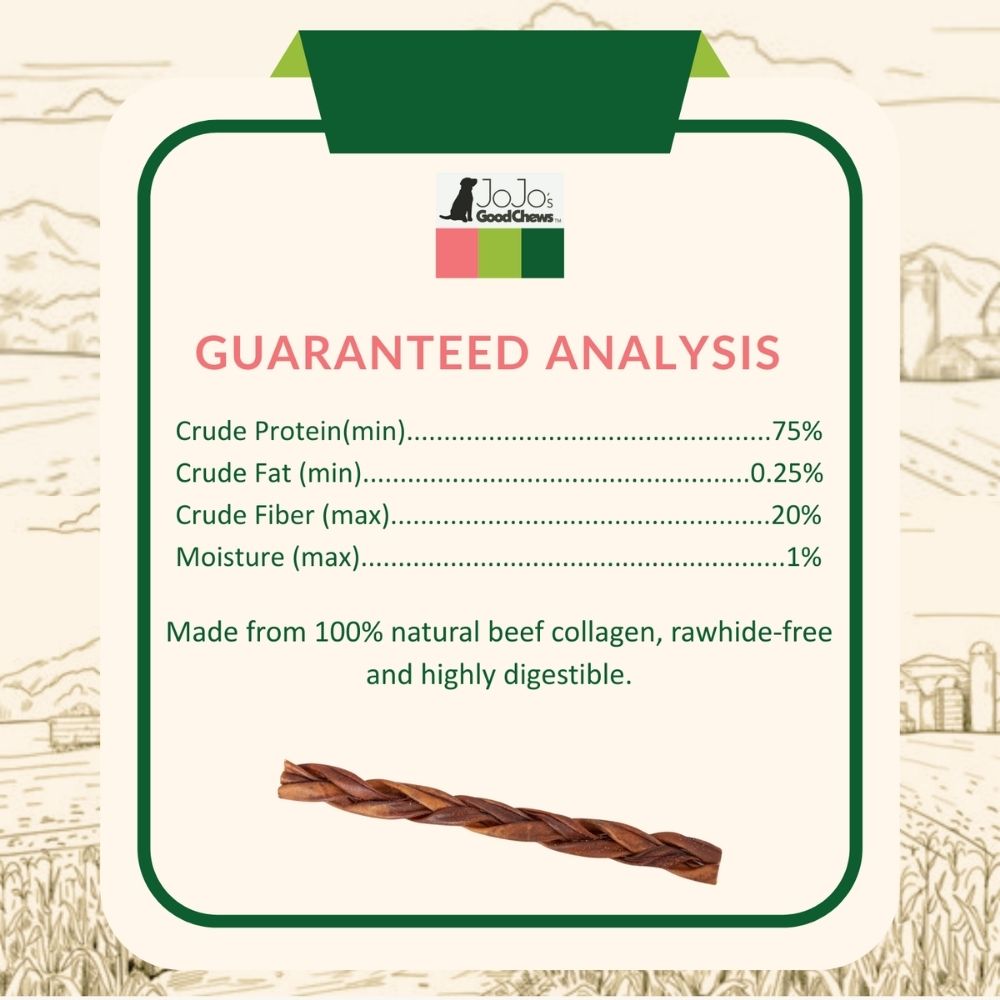 12 inch braided collagen stick dog treats natural long lasting single ingredient chew 4 pack