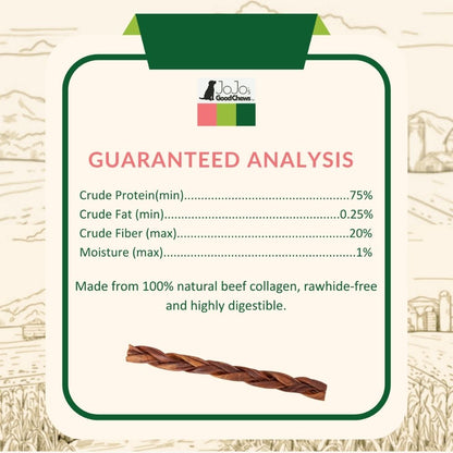 12 inch braided collagen stick dog treats natural long lasting single ingredient chew 4 pack