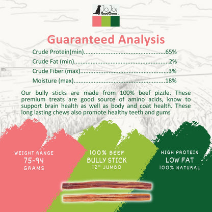 12 inch jumbo bully sticks for dogs natural single ingredient chew treat