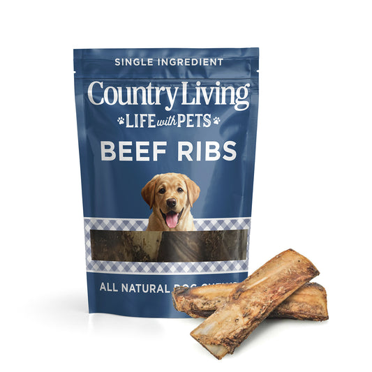 Country Living 4”-7” Rib Bones Dog Treats – 7 Count Bag – All-Natural Beef Rib Bones for Dogs – Long-Lasting, High-Protein Chews – Supports Dental Health – No Rawhide, No Artificial Ingredients