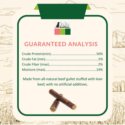 All-Natural Beef Stuffed Gullet Dog Treats – Protein-Packed Chews – 6 Inches (25/Case)