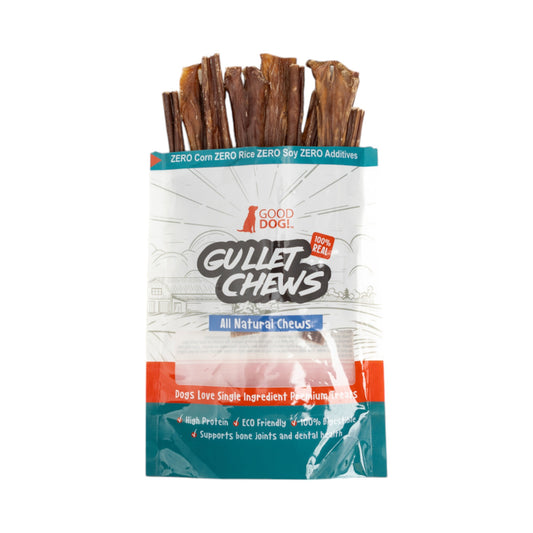 6 inch beef gullet sticks dog treats, 10 per bag