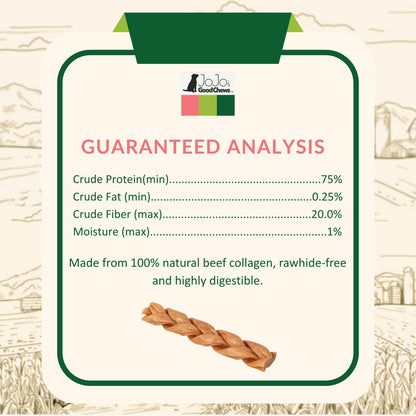 6 inch standard braided collagen stick dog treats 4 per bag all natural single ingredient chew