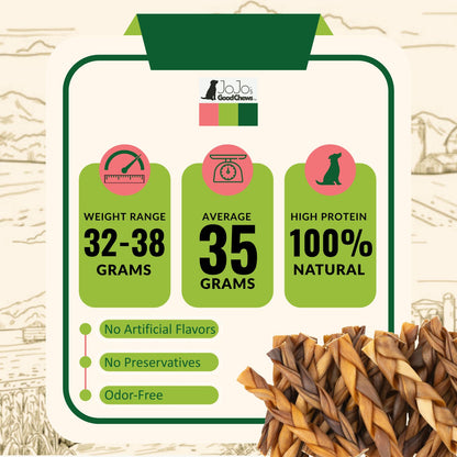 6 inch standard braided collagen stick dog treats 4 per bag all natural single ingredient chew