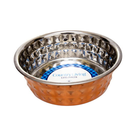 Country Living Bronze-Toned Hammered Stainless Steel Eco Bowl for Pets