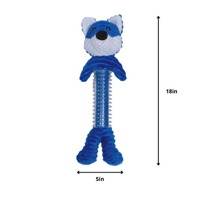 Blue Fox Corduroy Plush Squeaking Chew Toy for Dogs