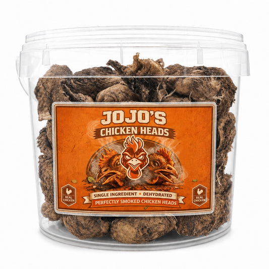Smoked Chicken Heads Dog Treats | 80 Pieces | Natural High-Protein Dog Chews | 5L Value Bucket