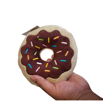 Donut Plush Dog Toy – Soft, Chewy and Cuddly, Safe & Non-Toxic, Ideal for Fetching, Tug-of-War, Gentle Chewing – Chocolate