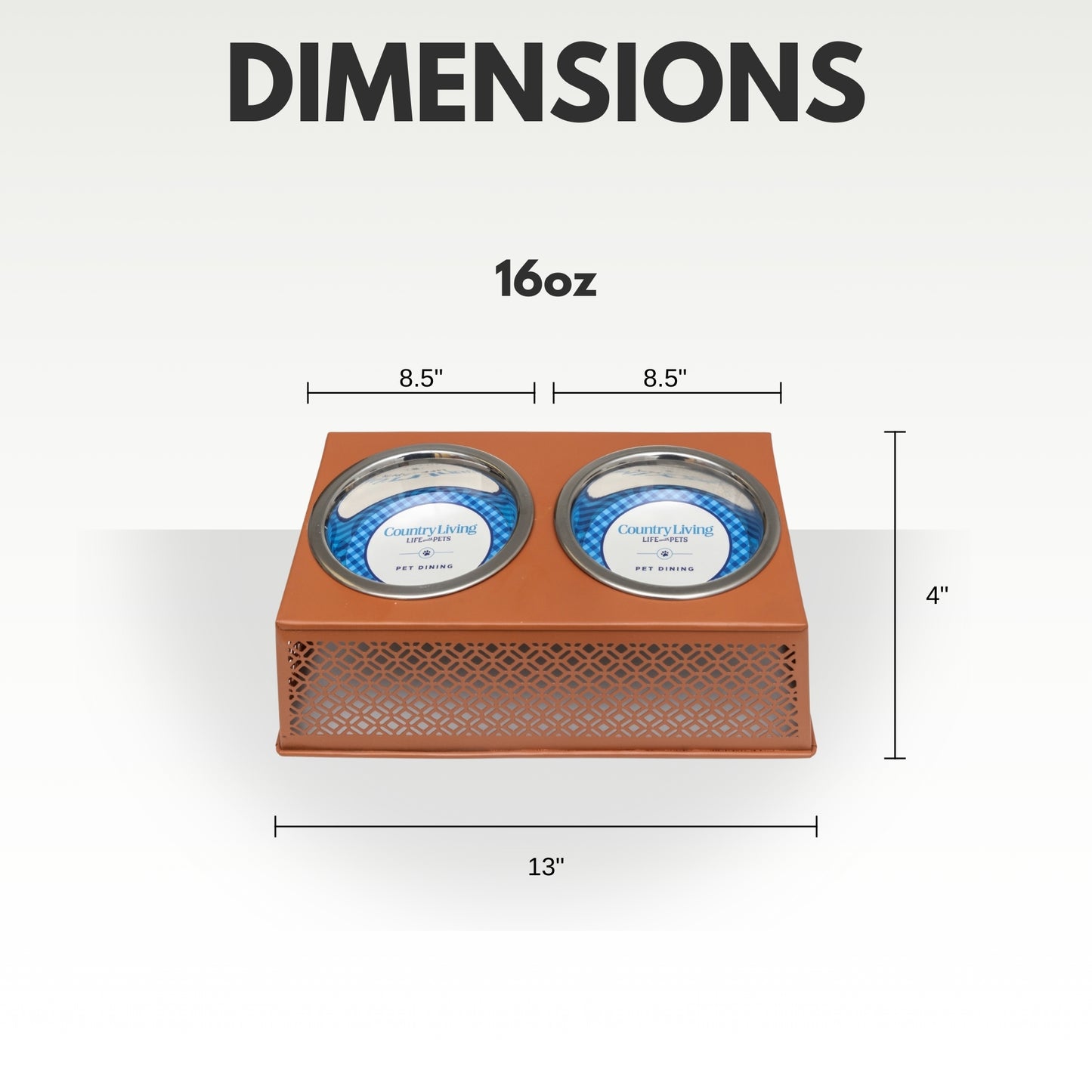 Country Living Elevated Apricot Brandy Dog Feeder with 2 Stainless Steel Bowls – Raised Pet Bowl, Ideal for Medium to Large Dogs – 16oz each